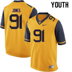 Youth West Virginia Mountaineers NCAA #91 Reuben Jones Gold Authentic Nike Stitched College Football Jersey LT15F70CA
